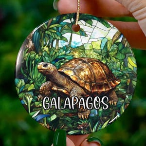 Custom Galapagos Ornament |Faux Stained Glass |Unique Galapagos Souvenir |Vacation Travel Gift |Personalized Holiday Vacay |Christmas Decor