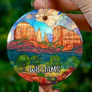 Custom Williams Arizona Ornament | Faux Stained Glass |Unique Souvenir |Vacation Travel Gift |Personalized Holiday |Christmas Decor