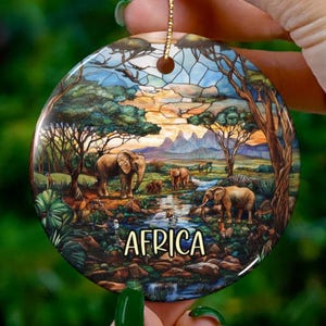 Custom Africa Ornament |Faux Stained Glass |Unique Souvenir |Vacation Travel Gift |Personalized Holiday Anniversary |Christmas Decor