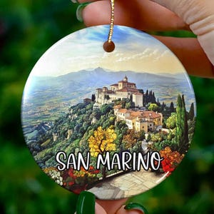 Custom San Marino Italy Ornament |Faux Stained Glass |Unique Europe Souvenir |Vacation Travel Gift |Personalized Holiday |Christmas Decor