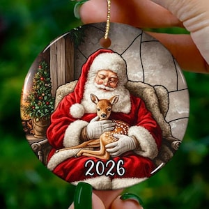 Décoration de Noël 2026, Père Noël renne, Souvenir de vacances, Idée cadeau héritage, Décoration d'arbre de Noël, Échange de cadeau, Décoration de Noël