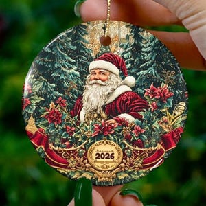 Adorno navideño con fecha de 2026, recuerdo navideño de cerámica, idea de regalo familiar, decoración para el árbol de Navidad, intercambio de regalos, decoración navideña