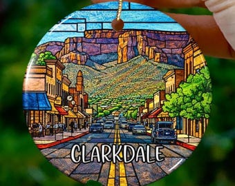 Custom Clarkdale Arizona Ornament | Faux Stained Glass | Unique AZ Souvenir |Vacation Travel Gift |Personalized Holiday |Christmas Decor