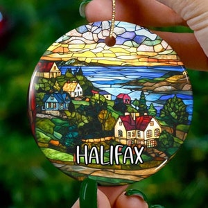 Halifax Nova Scotia Ceramic Ornament, Colorful Coastal Decor, Perfect for Christmas, Home Decor, Gift Idea for Travelers, Custom Keepsake