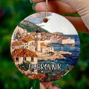Custom Dubrovnik Croatia Ornament |Faux Stained Glass |Unique Cruise Souvenir |Vacation Travel Gift |Personalized Holiday Christmas Decor