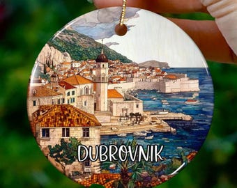Adorno personalizado de Dubrovnik, Croacia, vitral artificial, recuerdo de crucero único, regalo de viaje, decoración navideña personalizada.