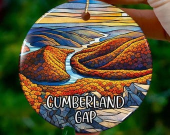 Custom Cumberland Gap Ornament | Faux Stained Glass | Unique Souvenir |Vacation Travel Gift |Personalized Holiday |Christmas Decor