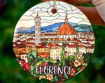 Custom Florence Ornament |Faux Stained Glass |Unique Italy Souvenir |Vacation Travel Gift |Personalized Holiday Anniversary |Christmas Decor