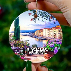 Custom Livorno Tuscany Ornament |Faux Stained Glass |Unique Italy Souvenir |Vacation Travel Gift|Personalized Holiday Cruise|Christmas