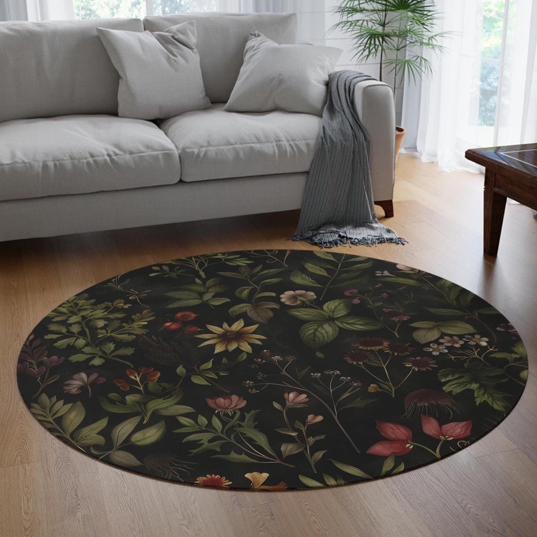 Round Gothic Rug Gothic Botanical Round Area Rug 60