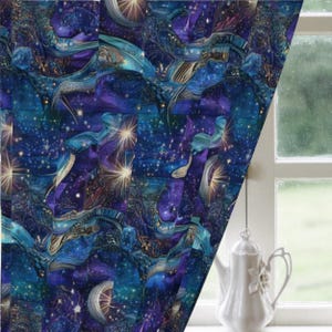 Cortina opaca Whimsigoth, sol celestial, luna y estrellas, decoración cottagecore de hadas grunge y goblincore, Fairycore, cortina para ventana (1 unidad)