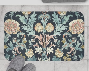 Boho Badmat William Morris Badmat Antieke Bloemen Groene Badmat Vintage Botanische Badmat Cottagecore Badkamer Decor Slaapzaal