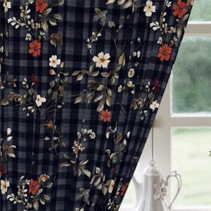 Vintage Floral Window Curtains, William Morris Design, Dark Moody Cottagecore Antique Drapes, Home Decor, Bedroom Curtains, Living Room(1pc)