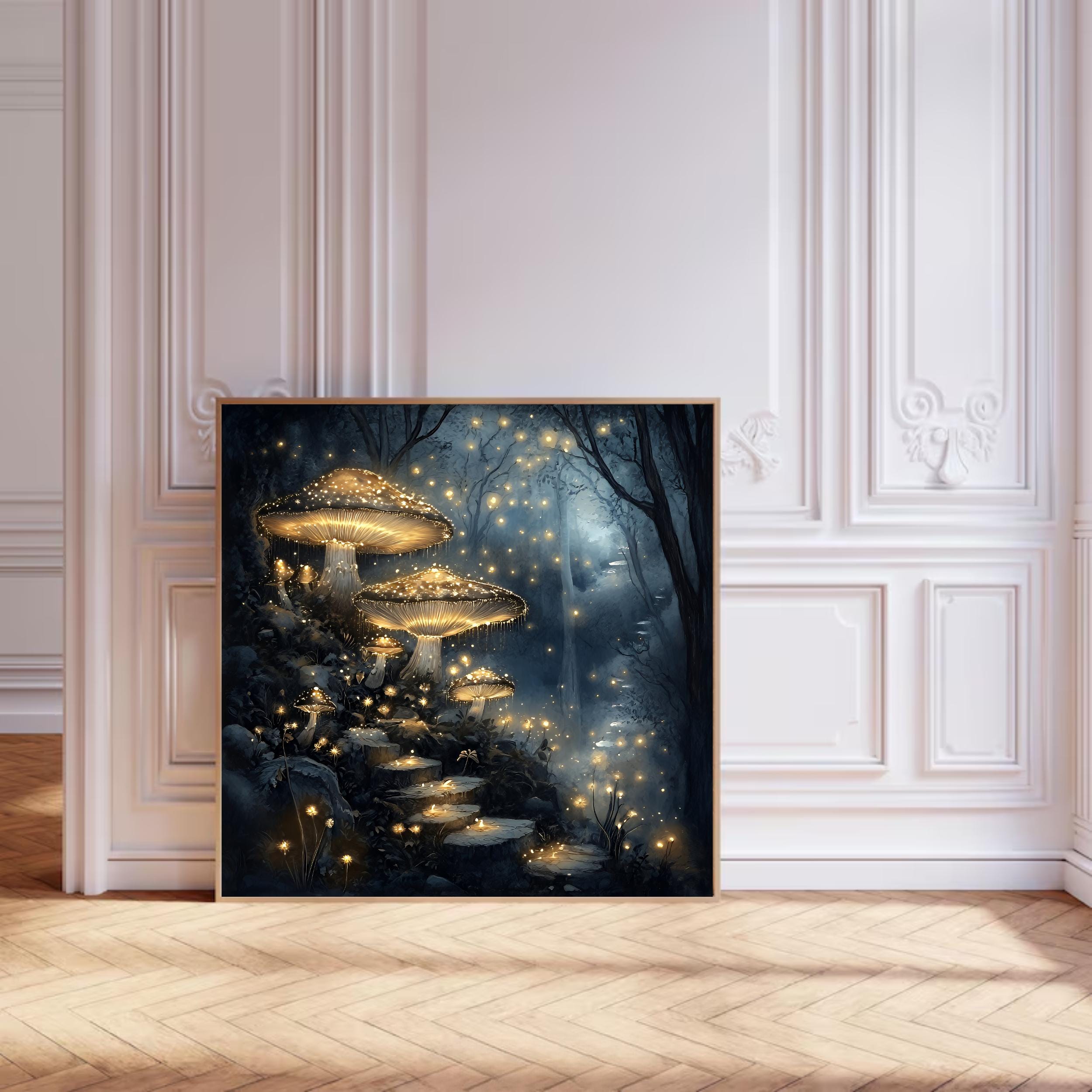 Enchanted Forest Art Print, Whimsical Mushroom Wall Decor, Fairy Tale ...