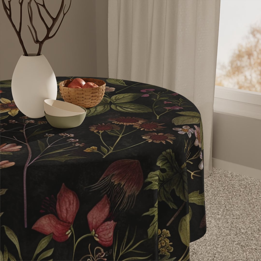 Dark Academia Cottagecore Black Tablecloth Vintage Apothecary Herbs ...