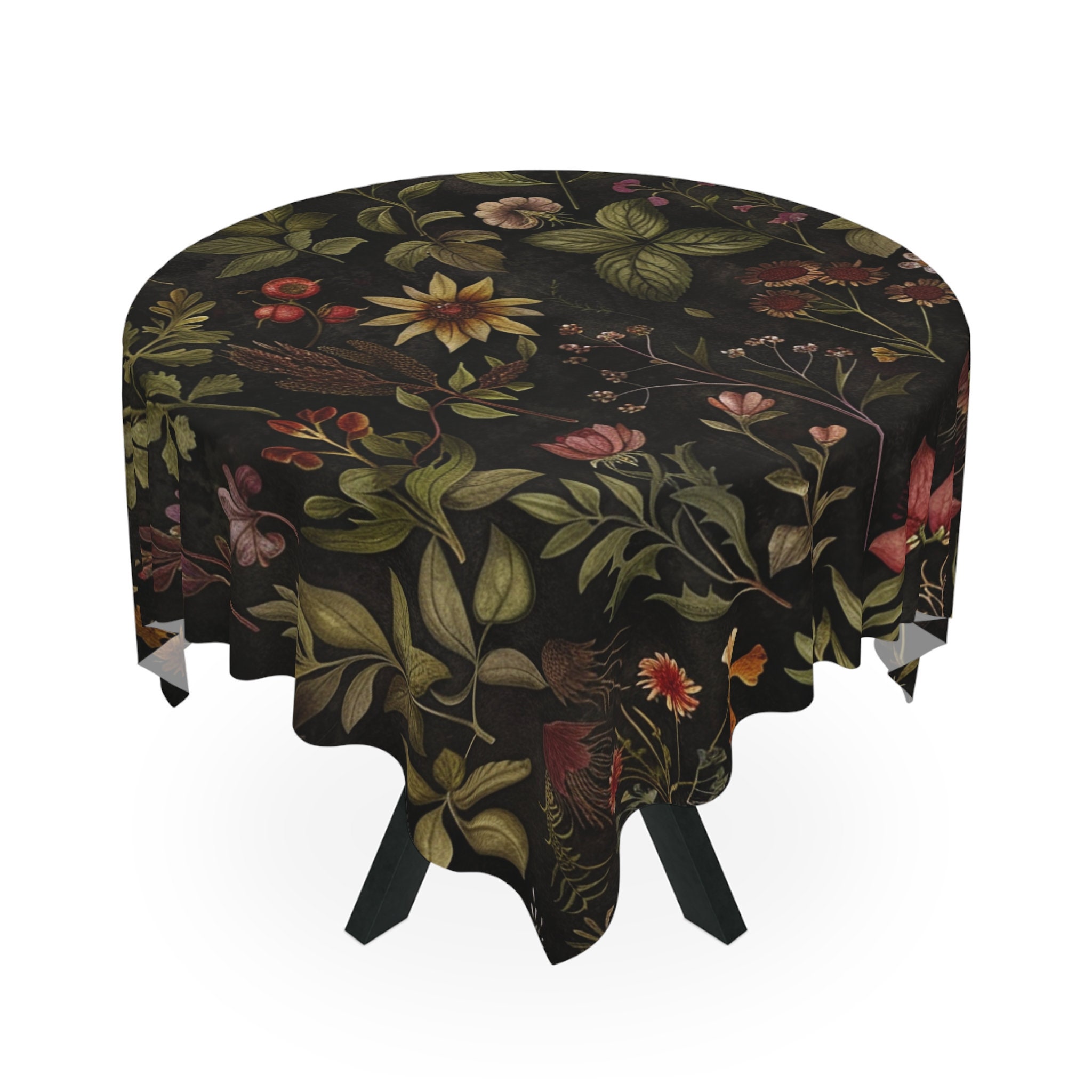 Dark Academia Cottagecore Black Tablecloth Vintage Apothecary Herbs ...