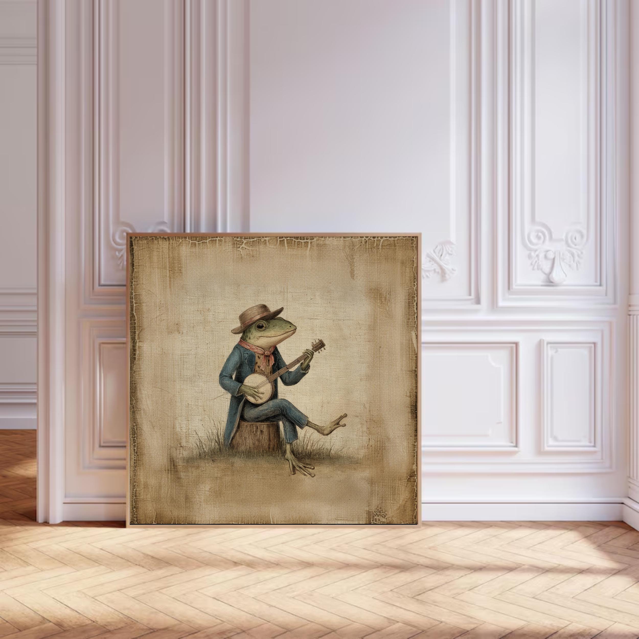 Vintage Frog Musician Wall Art - Decorative Wall Art Print, Nature ...