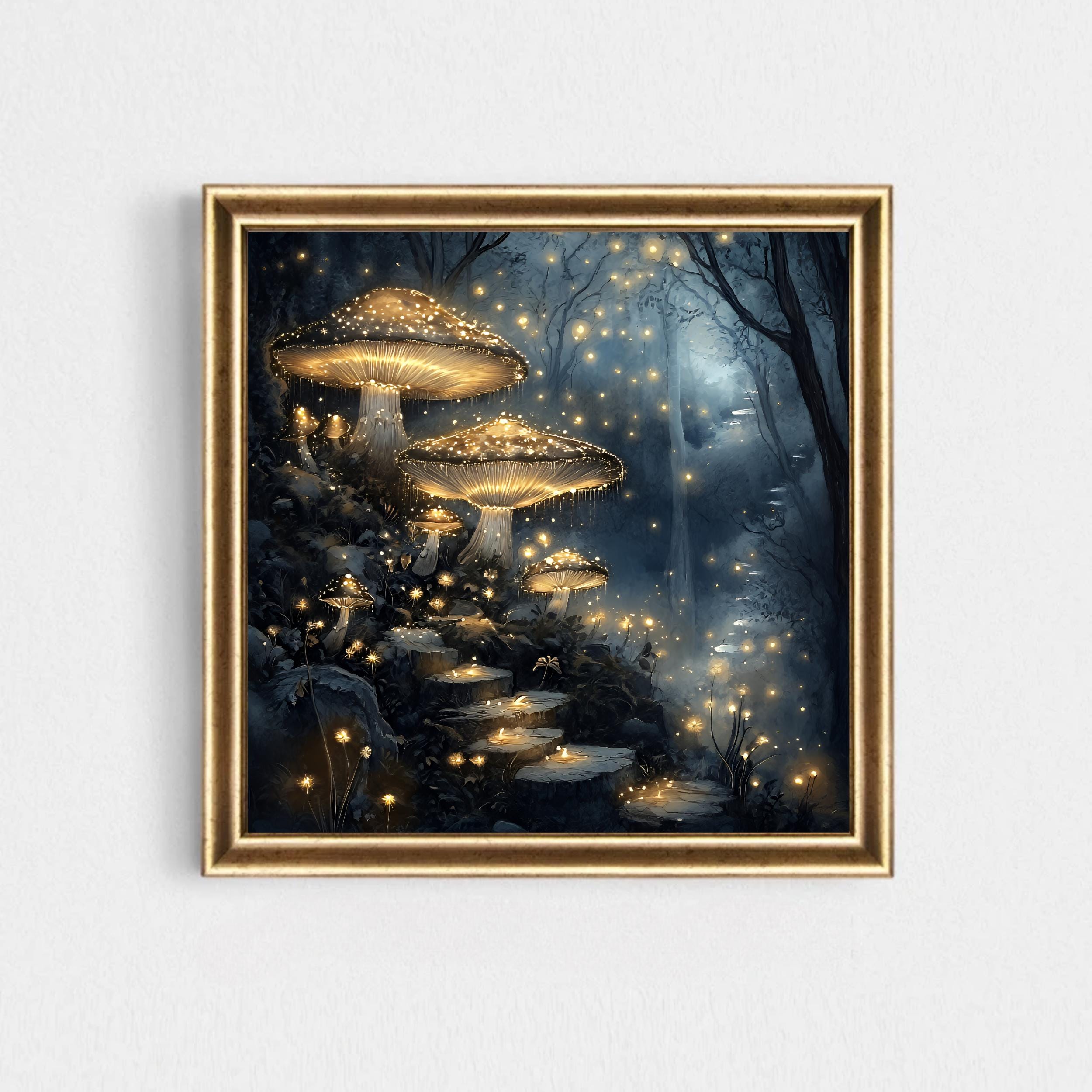 Enchanted Forest Art Print, Whimsical Mushroom Wall Decor, Fairy Tale ...