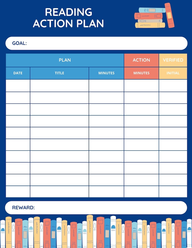 Kids Reading Log & Action Plan - Etsy