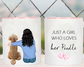 Personalised Poodle dog Love Mug, Just A Girl Who Loves Her poodle Mug, dog lover gift