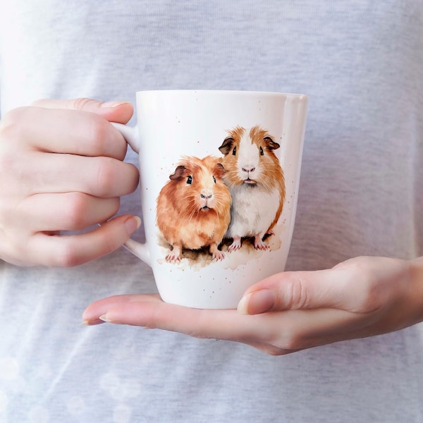 Pair of watercolour wildlife collection  guinea pigs 12oz Latte Mug,