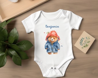 Paddington Baby bodysuit - Nieuw babyvest - Nieuw babycadeau - gepersonaliseerd beerontwerp