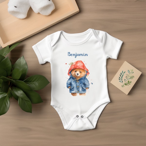 Paddington Baby bodysuit - New Baby vest - New Baby Gift - personalised bear design