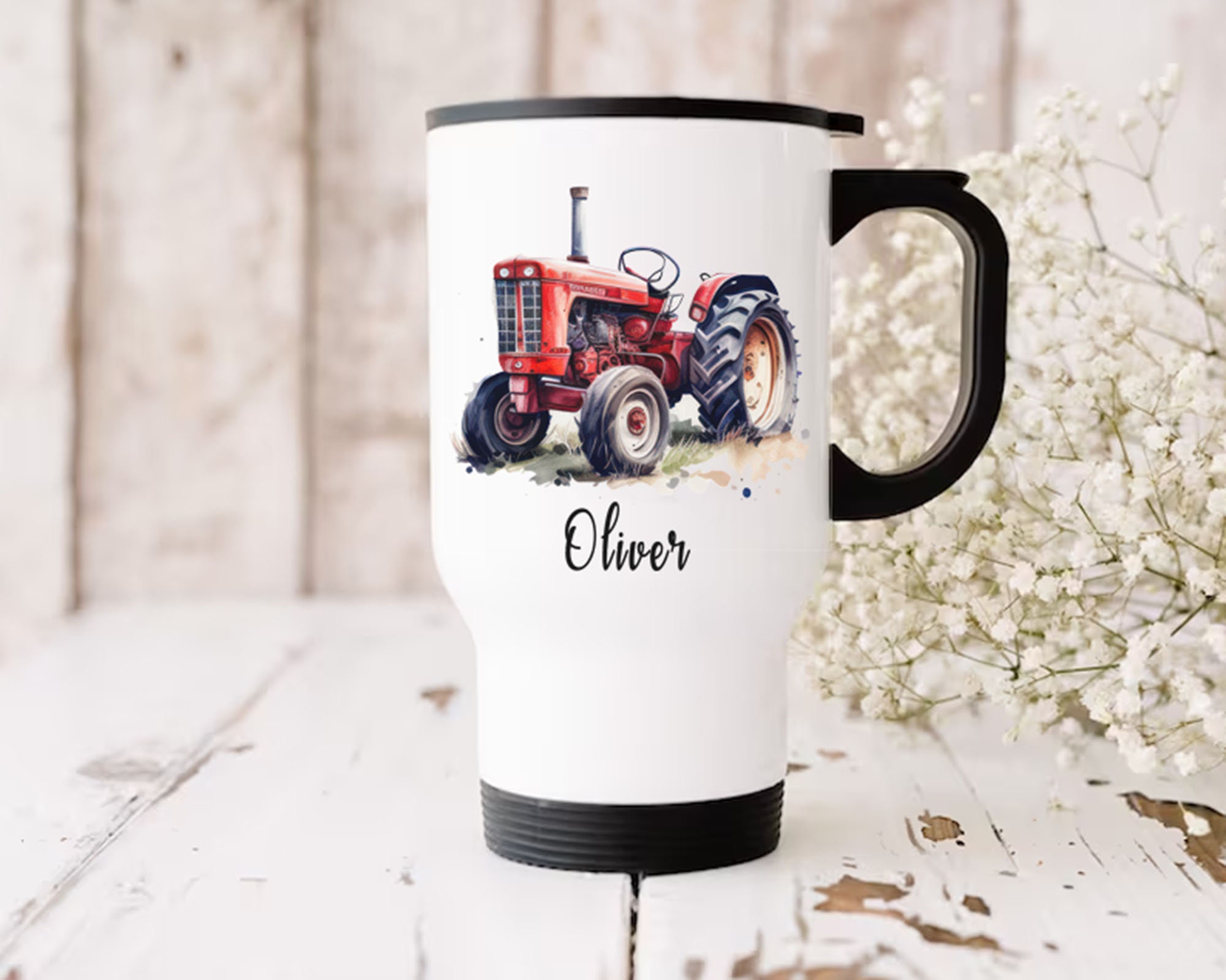 Tasse de voyage personnalisée Tracteur rouge 14oz, Countryside Sipper