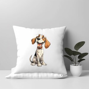 Funda de cojín blanco - linda y divertida ilustración de perro mascota - Regalo de raza de perro - regalo para amantes de los perros