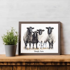 Personalized Sheep Print: Countryside Animal Portrait Wall Art