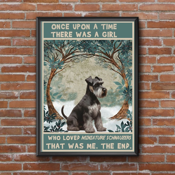 Juste une fille qui aime l’impression d’art Schnauzer, affiche cadeau amoureux des chiens