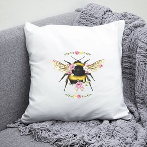 Funda de cojín de abejorro floral - linda abeja acuarela - regalo de los amantes de las abejas