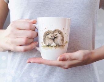 Beautiful pair of hedgehogs wildlife collection Watercolour 12oz Latte Mug
