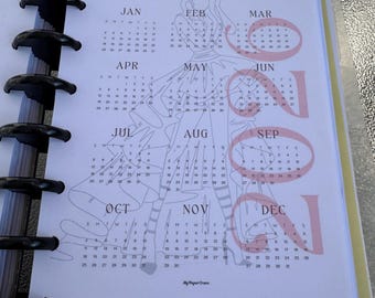 Overzichtskalender 2026 jaar | Modekunst in halve letters (digitale download)