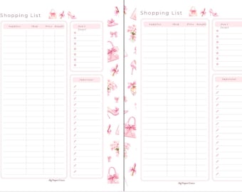 Coquette Shopping List Inserts for Happy Planner (Digital Download)