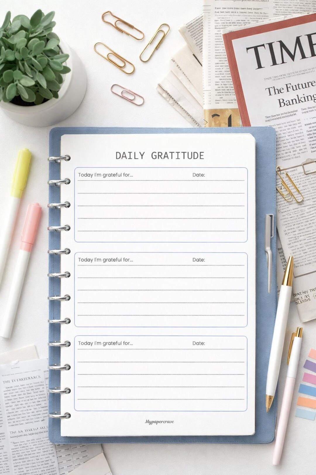 Daily Gratitude Planner Insert, Junior-size, Disc Bound (digital ...