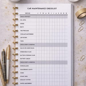 Car Maintenance Checklist Insert | Half-Letter Discbound Planner (Digital Download)