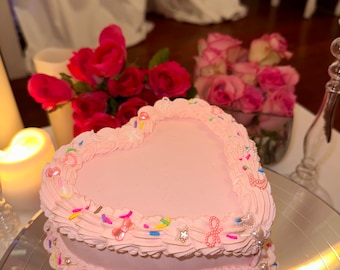 Fake pink heart cake