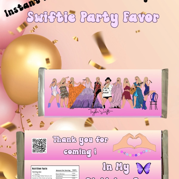 Swiftie In My Birthday Era Digital Hershey Wrapper | Eras Tour | Instant Printable Candy Bar Wrapper | Taylor Swift | Birthday Party Favors