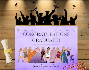 Taylor Swift Printable Graduation Card, Swiftie Grad Card, Taylor Swift Grad Card, Printable Birthday Cards,  Eras Tour, Congratulations