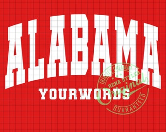 Png Alabama personalizzato, Png Varsity Alabama, Disegni di magliette Alabama, File Png Alabama personalizzato, Download istantaneo, Png Sublimi dello stato dell'Alabama