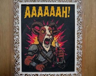 ¡AAAAAAA! Patrón de punto de cruz de la Cabra Prepotente / Inspirado en Carl, el explorador de mazmorras (PDF)