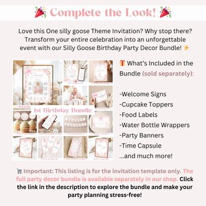 EDITABLE One Silly Goose First Birthday pink Invitation for baby girl Animated Video Bday Party, Silly Goose Invite Digital 1st Birthday image 7