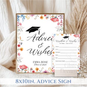 Paquete de fiesta de graduación con flores silvestres en tonos pastel, invitación a la fiesta de graduación de la promoción de 2026, cartel con código QR, carteles personalizados para fiestas de graduación. imagen 4