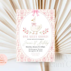 EDITABLE One Silly Goose First Birthday pink Invitation for baby girl Animated Video Bday Party, Silly Goose Invite Digital 1st Birthday image 6