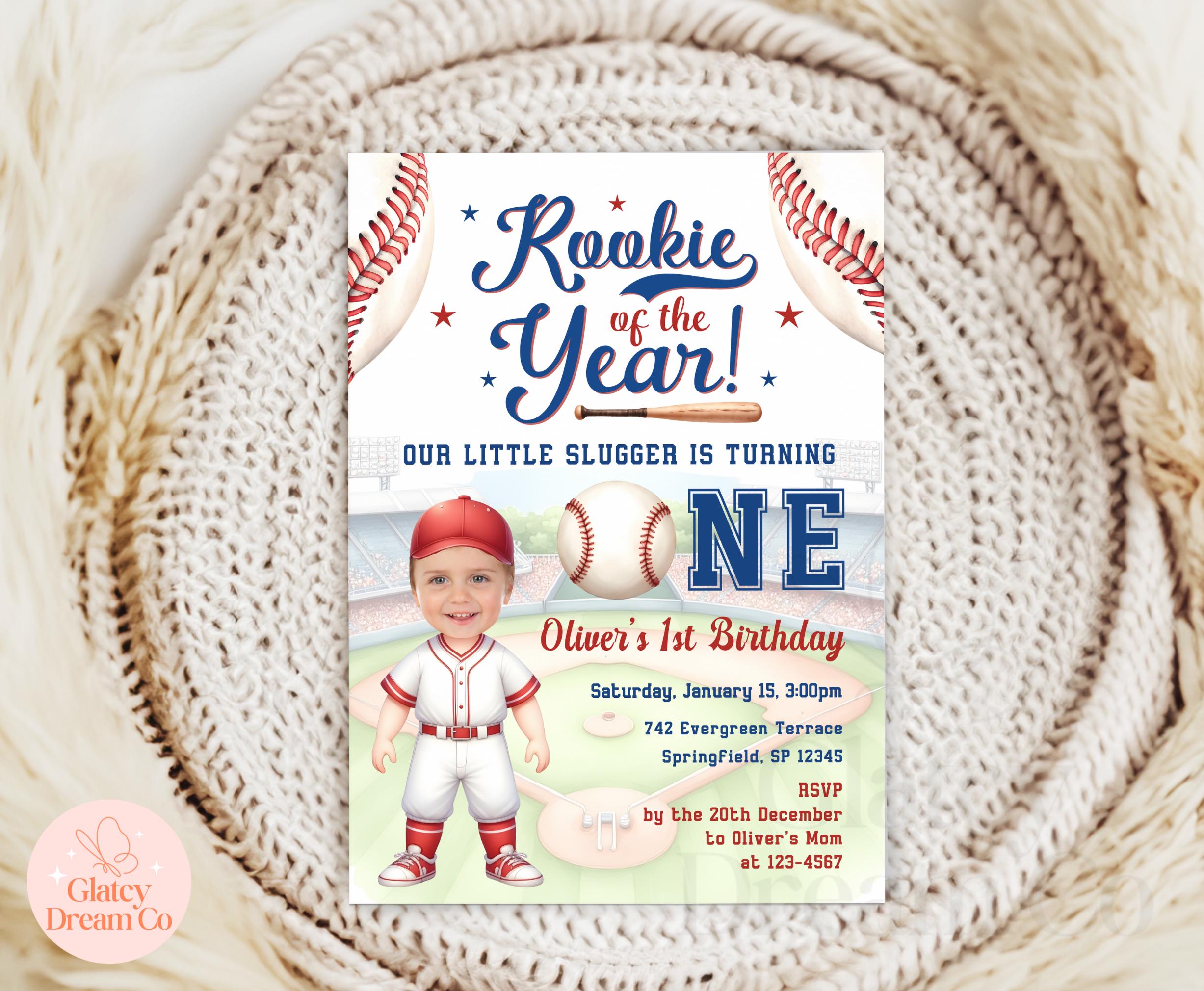 EDITABLE Rookie of the Year Invite With Photo, Baseball First 1st ...