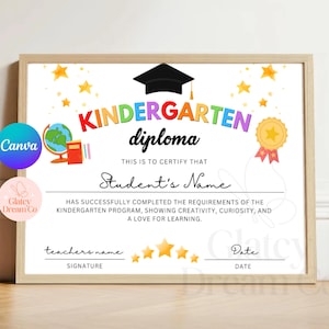 VOLL EDITIERBARE Kindergarten-Diplom-Zertifikatsvorlage Kindergarten-Diplom-Auszeichnungen Schulzeichen digitaler Download