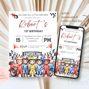 EDITABLE Race Car 1St Birthday | Calling all racers Invitation | Boy Race Car First Birthday | Race Car Birthday Invite | Boy 1St Birthday