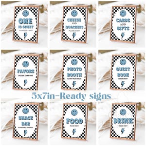 One Happy Dude Blue Black retro smiley face Party Decorations BUNDLE First 1st Birthday One Happy Dude Boy Birthday Package image 7