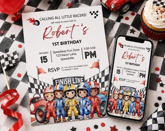 Race Car 1St Birthday | Calling all racers Invitation | Boy Race Car First Birthday | Race Car Birthday Invite | Boy 1St Birthday